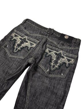 Vintage 00s Antik Denim Embroidered Distressed Jeans 30 Mid Rise Y2K Western
